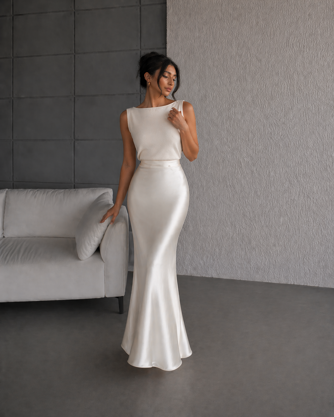 High Waist Satin Maxi Skirt